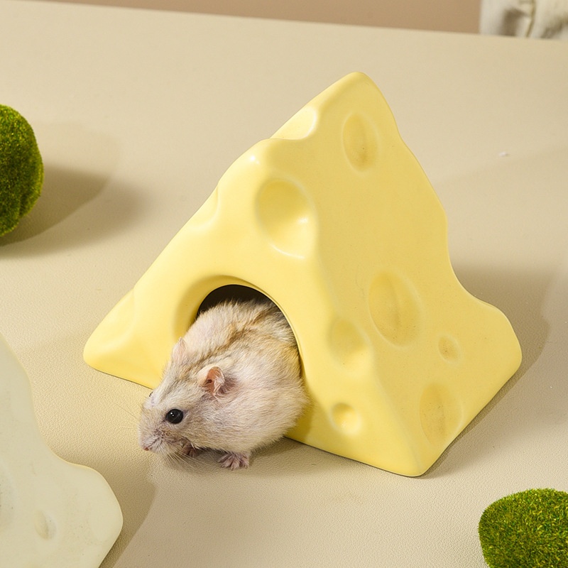 Hamster Nest Cooling Ceramic Triangle Cheese Small House Summer Heat Relief Small Pet Avoid Ice House Supplies