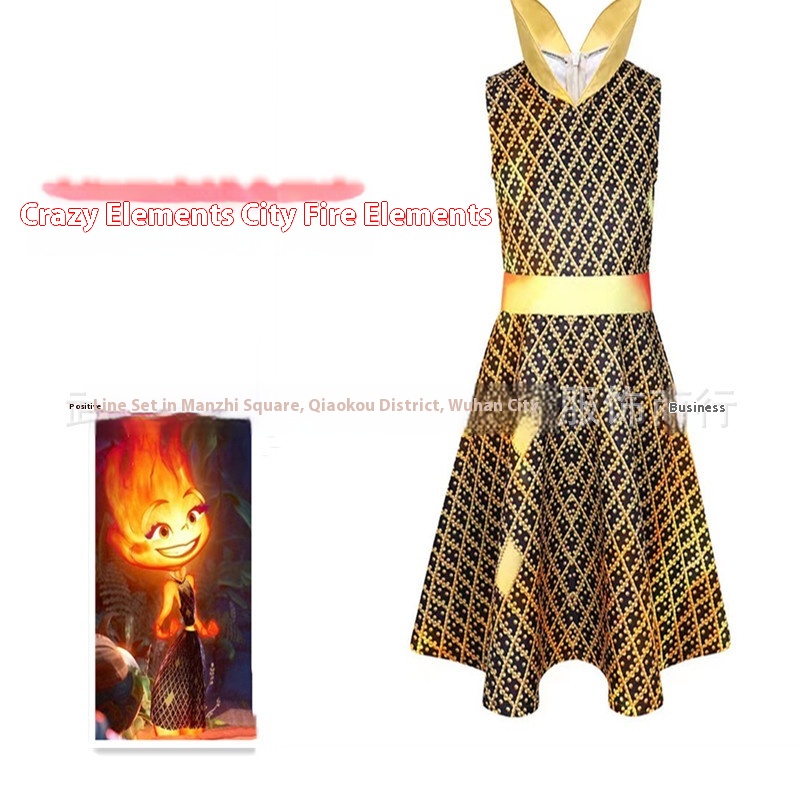 Halloween C O S Costume Crazy Element City Ember Fire Element Dress Party Costume