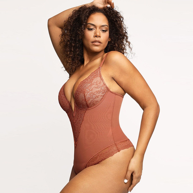 Breathable Hollow Lace Sexy Tummy Control Bodysuit