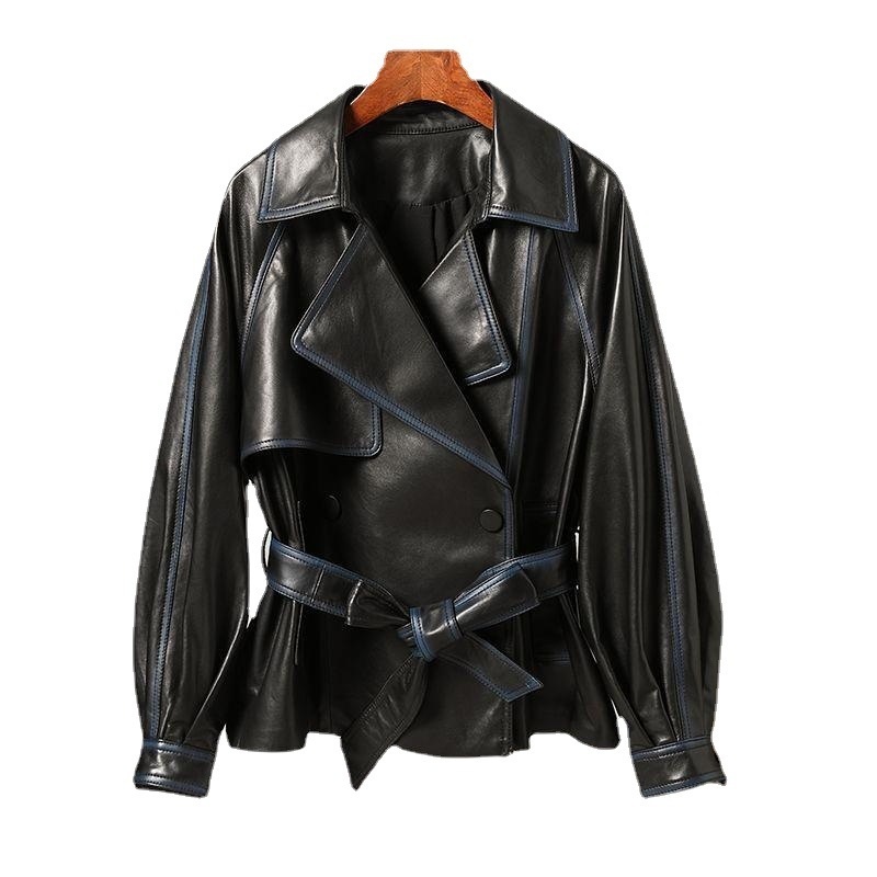 Oil Wax Sheepskin Genuine Leather Women's Spring And Autumn Haining Korean-style All-match Leather Jacket Coat