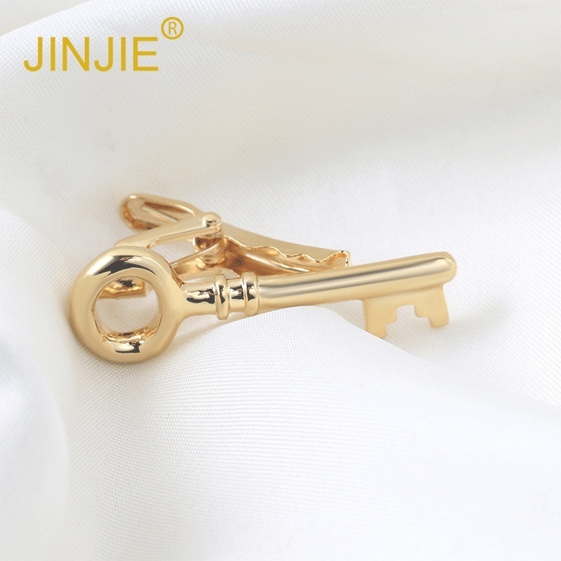 Gold Key Shape Metal Tie Clip Men's Business Casual Tie Pin Korean Tie Clip