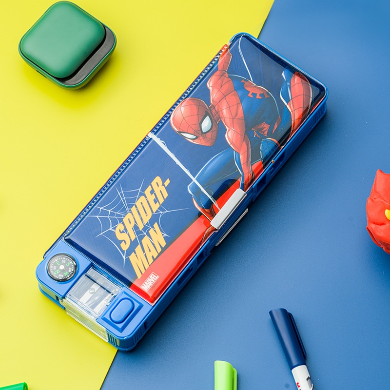 Disney Children's Pencil Case Spider- Man Pencil Case Boy Large Capacity Multi-layer Pencil Case Cute Primary School Student Stationery