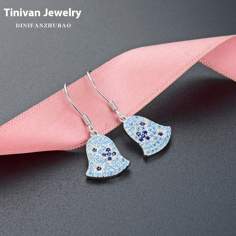 Japanese And Korean Version Of Diamond-studded S925 Silver Ear Hooks,Cute And Playful Little Bell Ears,Ladies'Sweet Style Earrings