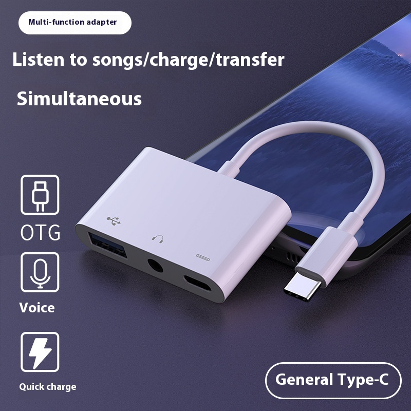 Type-c To Usb3.0 Otg Adapter Cable Type-c To3.5mm Headphone Three-in-one Adapter Cable