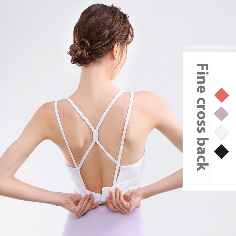 One-piece Cup Sports Shockproof Underwear Women's Summer Fitness Running Thin Shoulder Strap Beautiful Back Yoga Bra
