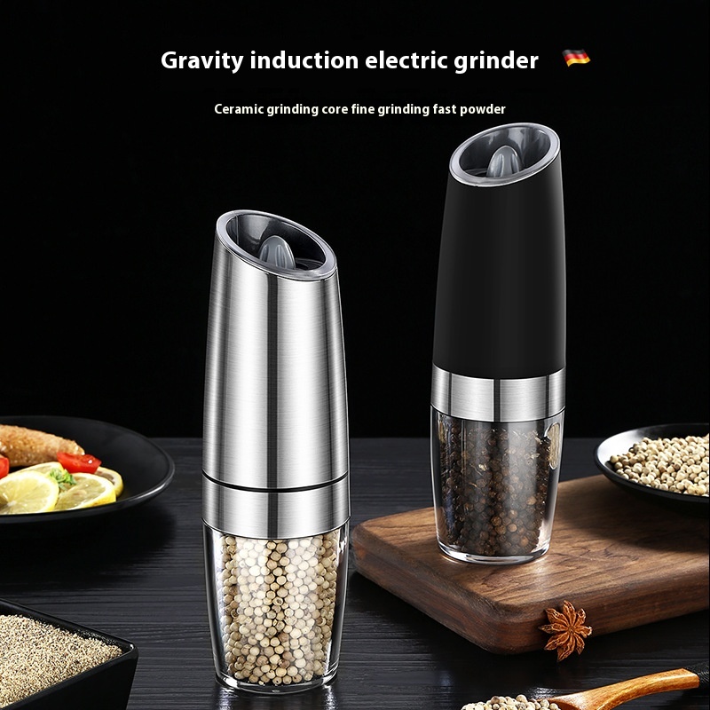 Gravity Sensor Pepper Grinder Electric Stainless Steel Sea Salt Pepper Black Pepper Grinder Grinding Powder Seasoning Bottle - 1