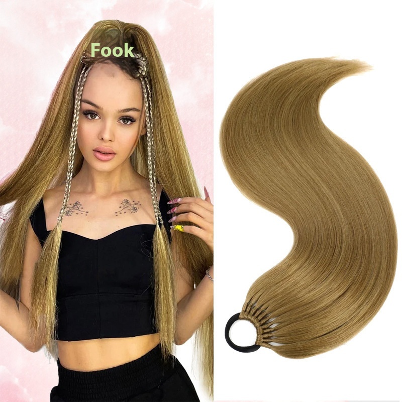 European And American Foreign Trade Wig Ponytail Female Long Straight Hair Chemical Fiber Hair Wig Ponytail Rubber Band Style