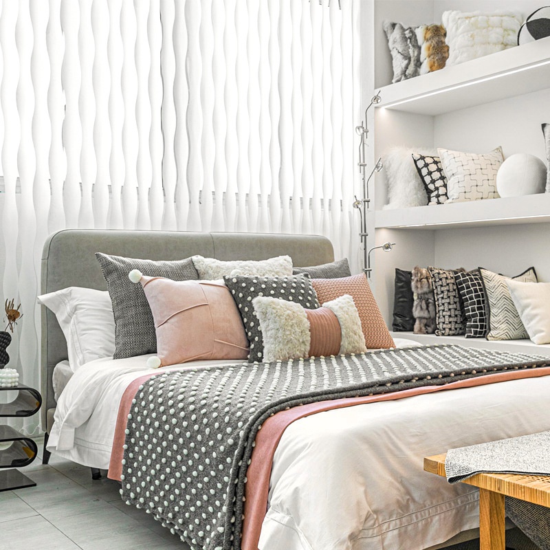 Nordic Modern Model Room Bedding Bed Flag Gray Pink Pillow Combination Hotel Bed End Towel Blanket Pillow