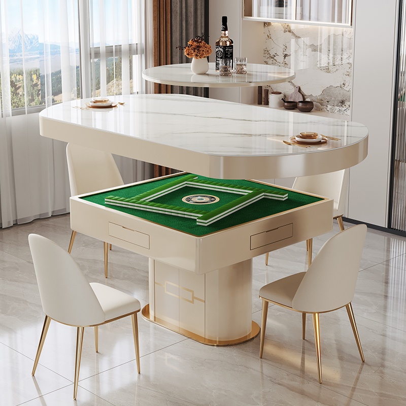 Modern Light Luxury Fully Automatic Mahjong Machine Dining Table Integrated Dual-use Simple Electric Silent Mahjong Table High-end Chess And Card Table