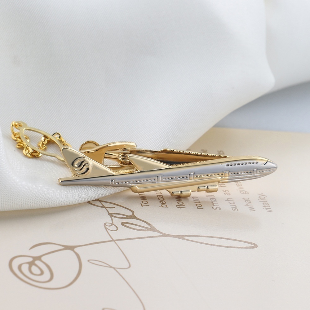 Gold And Silver Two-color Airplane Tie Clip Metal Plating Men's Business High-end Tie Clip