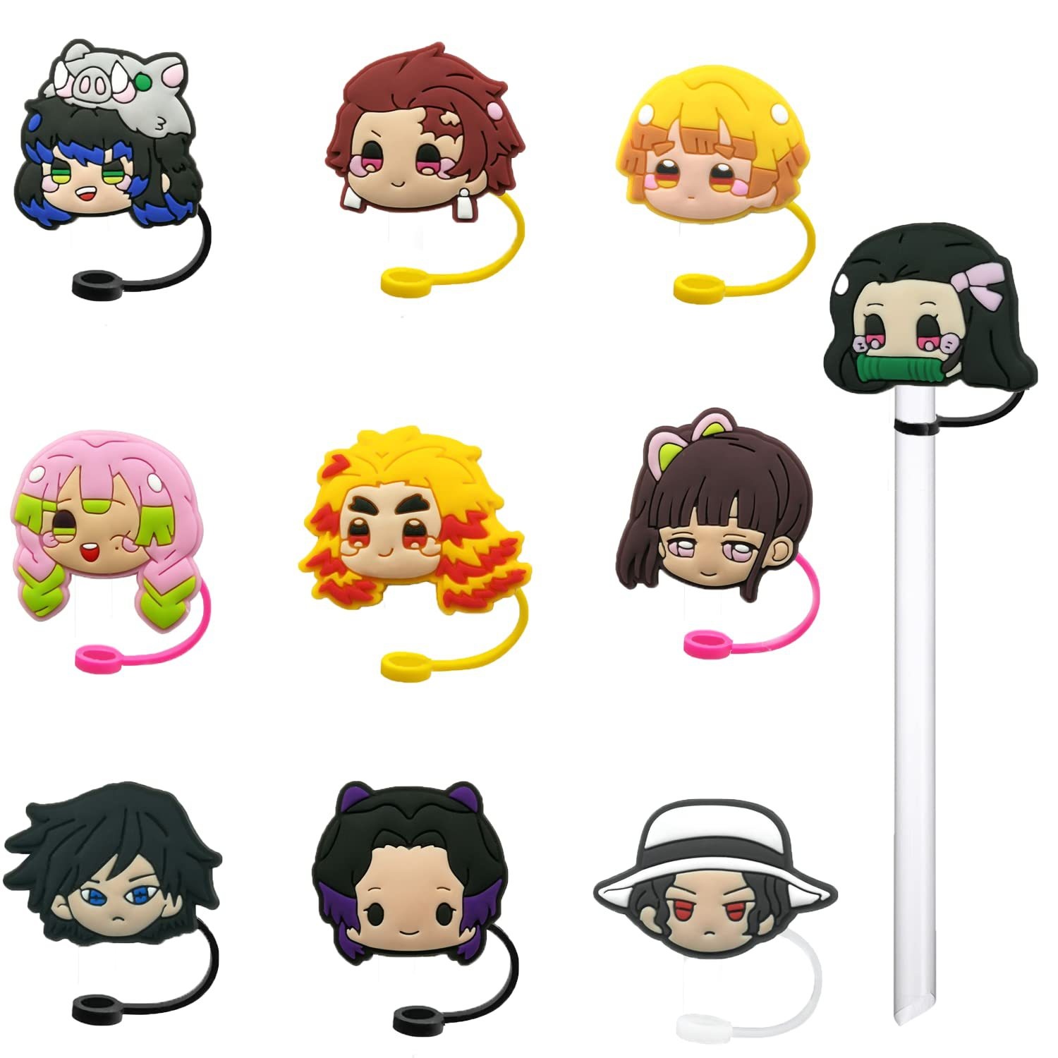 Japanese Anime Silicone Straw Cap Dust Plug8mm10mm Straw Cover Party Decoration Clip Reusable