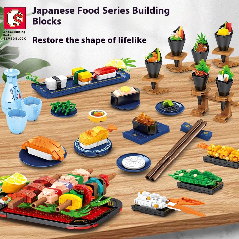Semper Building Blocks Japanese Food Sushi Compatible With Lego Children's Play House Small Particle Building Blocks Educational Assembly Toys