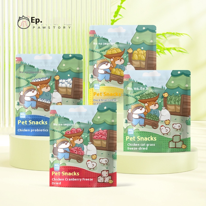 Paw Print Freeze Dried Cat Treats Chicken Cat Grass Chicken Cranberry Probiotics Duck Pear Pet Food Freeze Dried