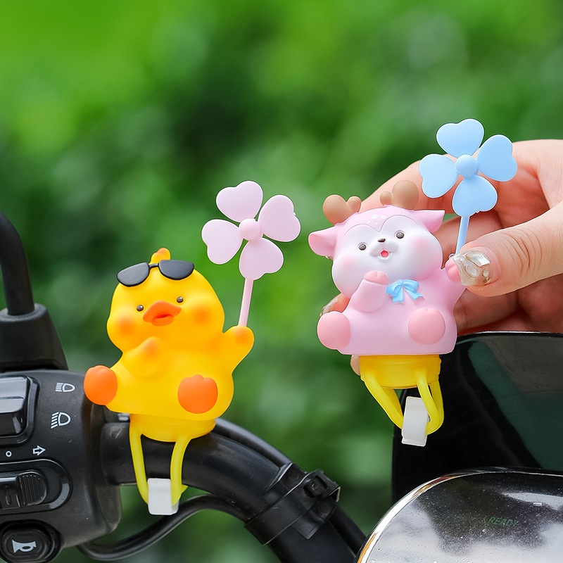Summer Cute Windmill Deer Electric Car Doll Ornaments Car Wind-breaking Duck Motorcycle Bicycle Ornaments