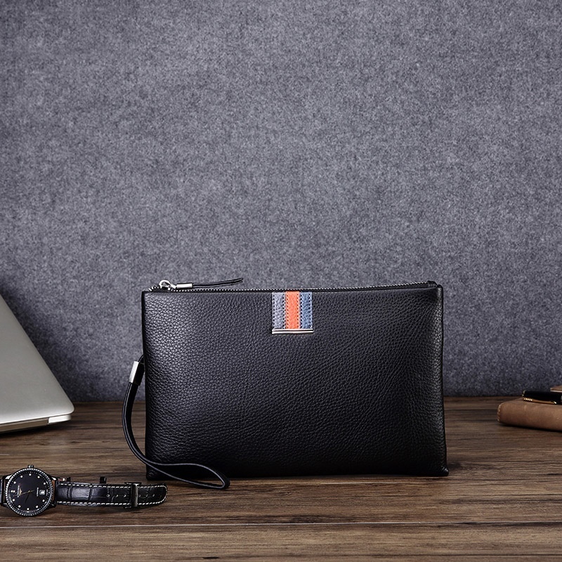 Men's Genuine Leather Clutch Bag Casual Clutch Bag Cowhide Business Envelope Bag Smart Anti-theft Anti-lost Clutch Bag Men