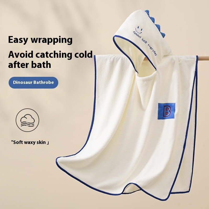 Hooded Children's Bathrobe Coral Fleece Bath Towel Cape Absorbent Soft Baby Bath Bathrobe Wearable Cap