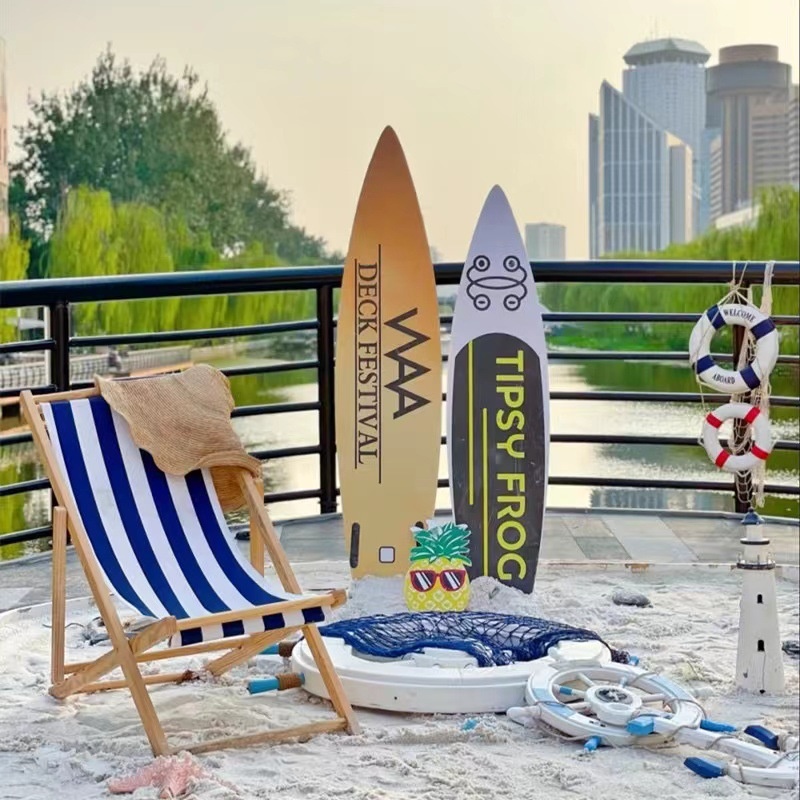 Folding Wooden Oxford Deckchair Portable Solid Wood Beach Chair