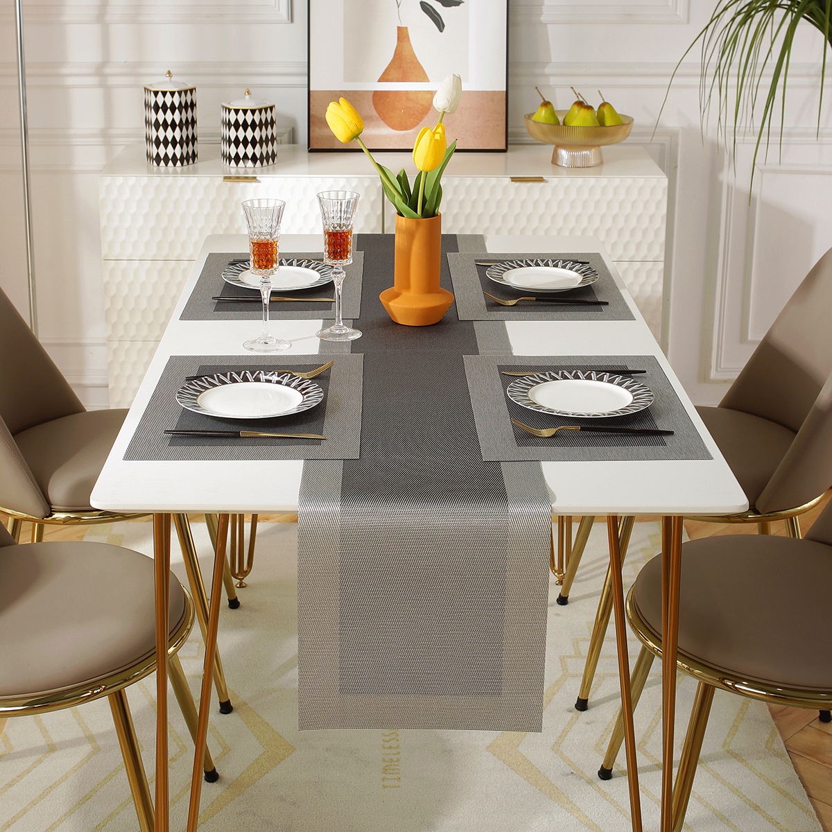 STeslin European Table Flag Western Placemat PVCWoven Tablecloth Table Mat Heatulation Waterproof Placemat