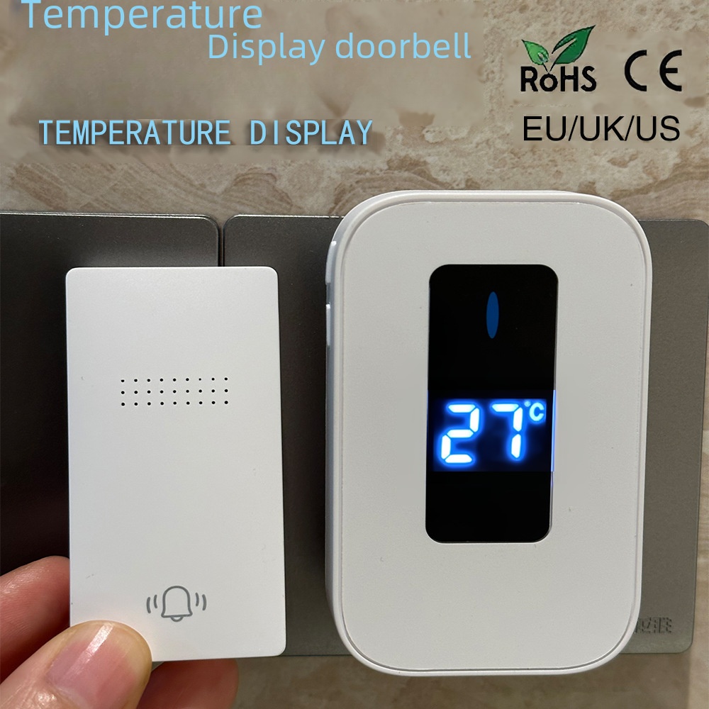 Self-generating Household Wireless Waterproof Doorbell CE Certification Temperature Intelligent Display Battery-free Wireless Pager