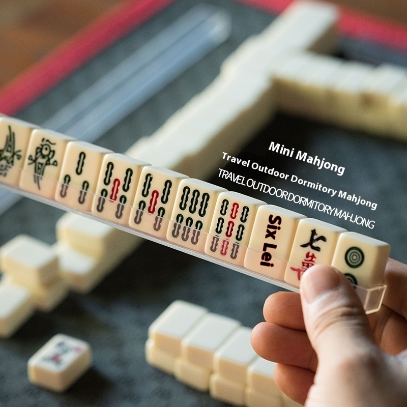 Mahjong Small Portable Travel Mini Internet Celebrity Style Bedroom Home Party Small Hand-rubbed Mahjong Tiles