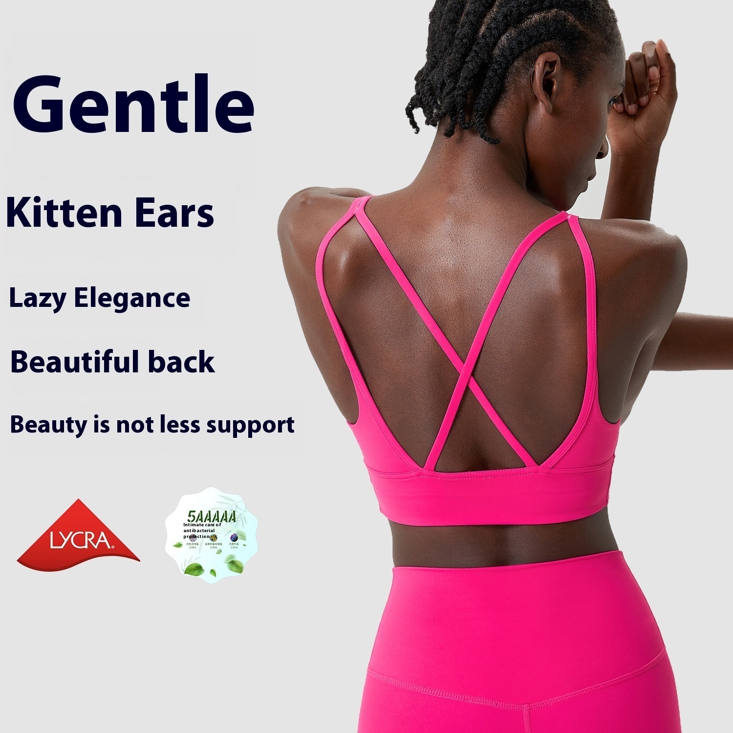 Medium-intensity Kitten Ear Water Drop Cup Sports Bra For Women With Beautiful Back Aerobics Yoga Vest Fitness Sports Bra