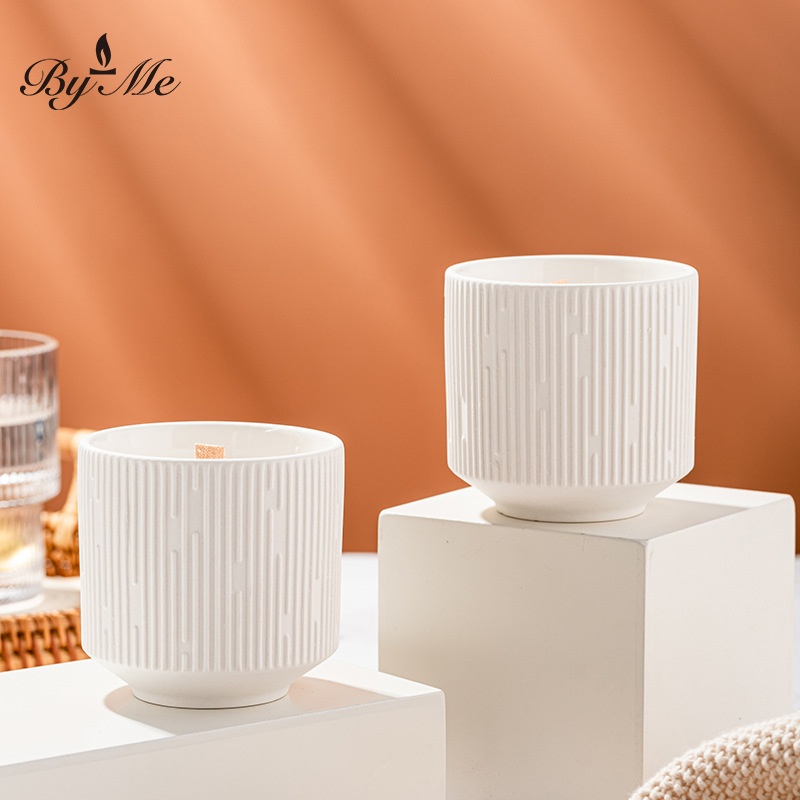 B Y M E Meteor Pattern Ceramic Cup Yihe Osmanthus Aromatherapy Candle Wood Wick Scented Candle Niche High-end Christmas Gift - 4