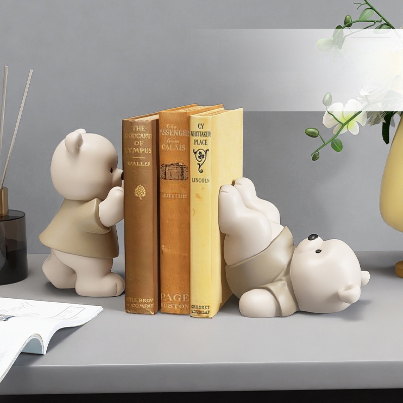 Healing Bear Bookstore Small Ornaments Living Room Entrance TVCabinet Home Decorations Children's Room Study Desktop Book Stand