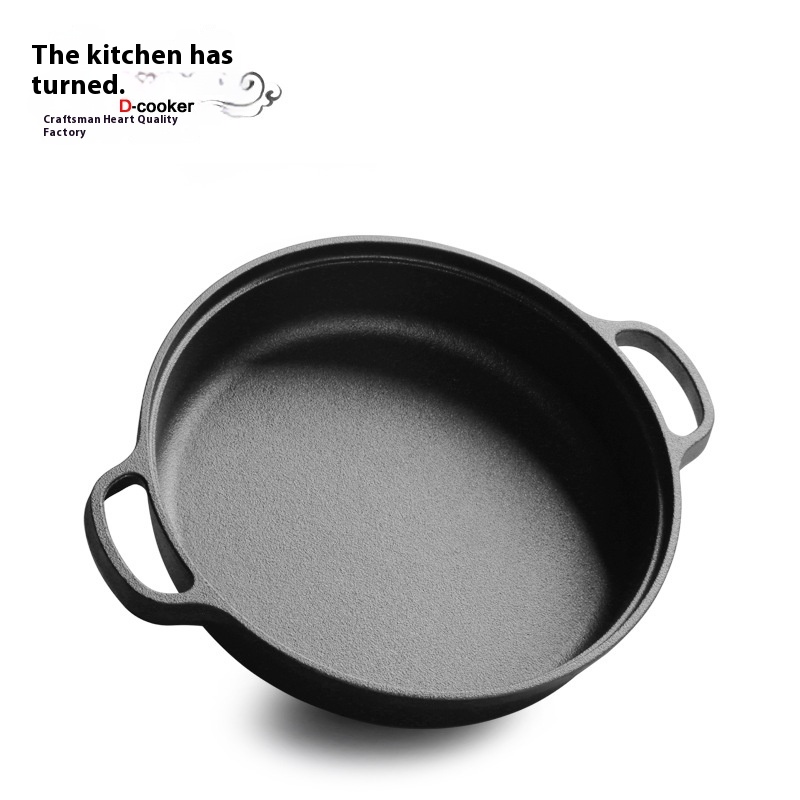Cast Iron Double-eared Frying Pan, Pancake Pan, Uncoated Pan, Fried Pan, Induction Cooker, Universal Pot, Drop Shipping