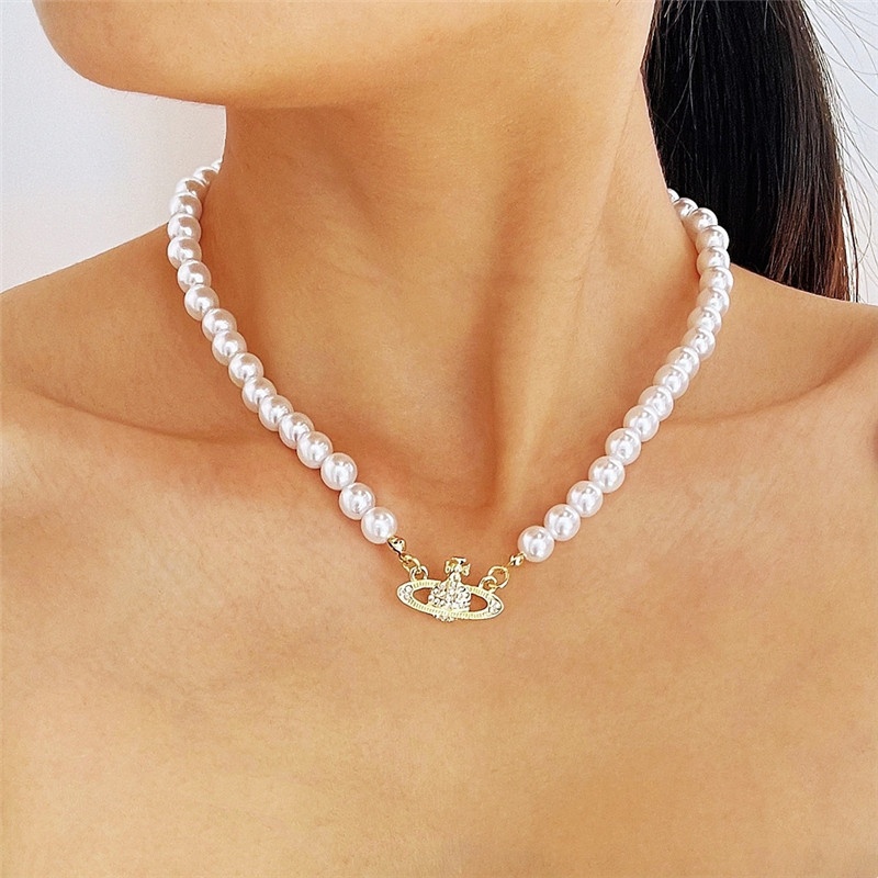 Fashion Creative Planet Pearl Necklace,Cute Clavicle Necklace Jewelry