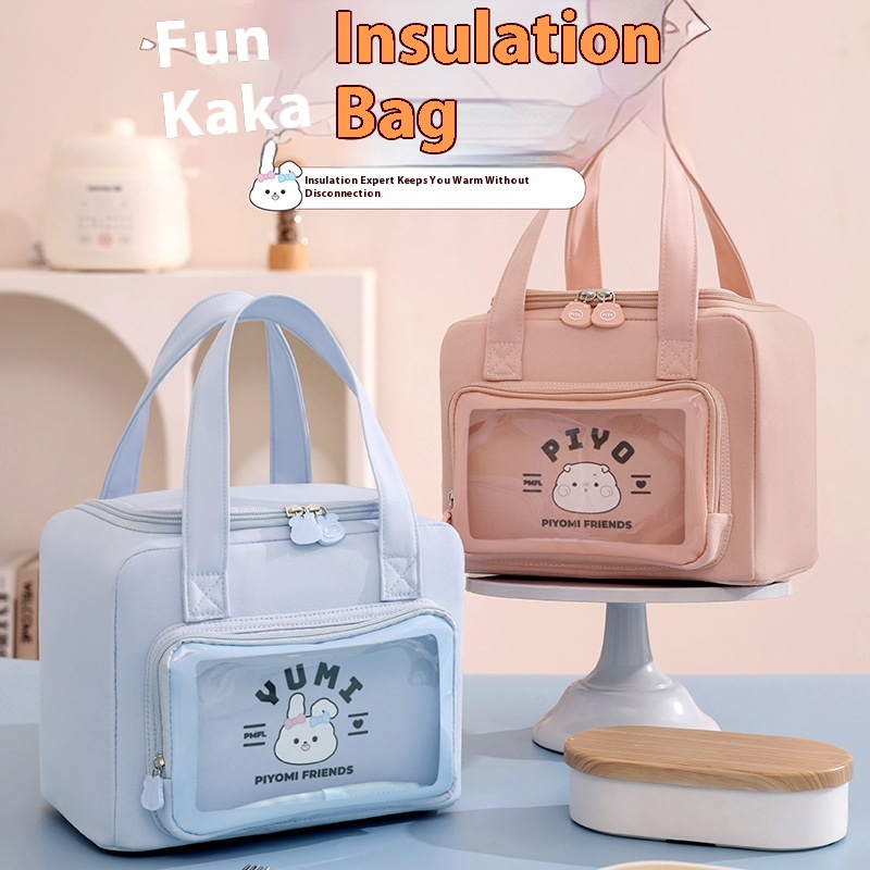 Cute Quartet Large Capacity Portable Picnic Lunch Box Bag Cartoon Students Lunch With Rice