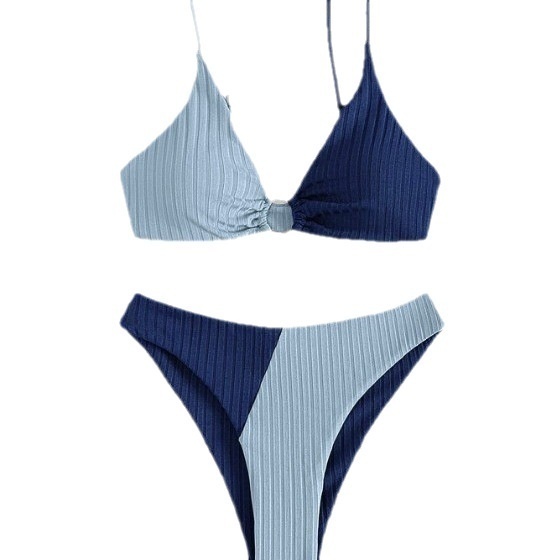 Swimsuit Split Color Bikini Foreign Trade Pit Strip Backless Bikini Swimsuit