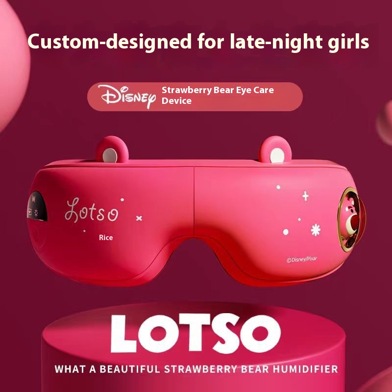 Strawberry Bear Eye Massager Eye Care To Relieve Fatigue Hot Compress Massager Girl's Birthday Valentine's Day Gift