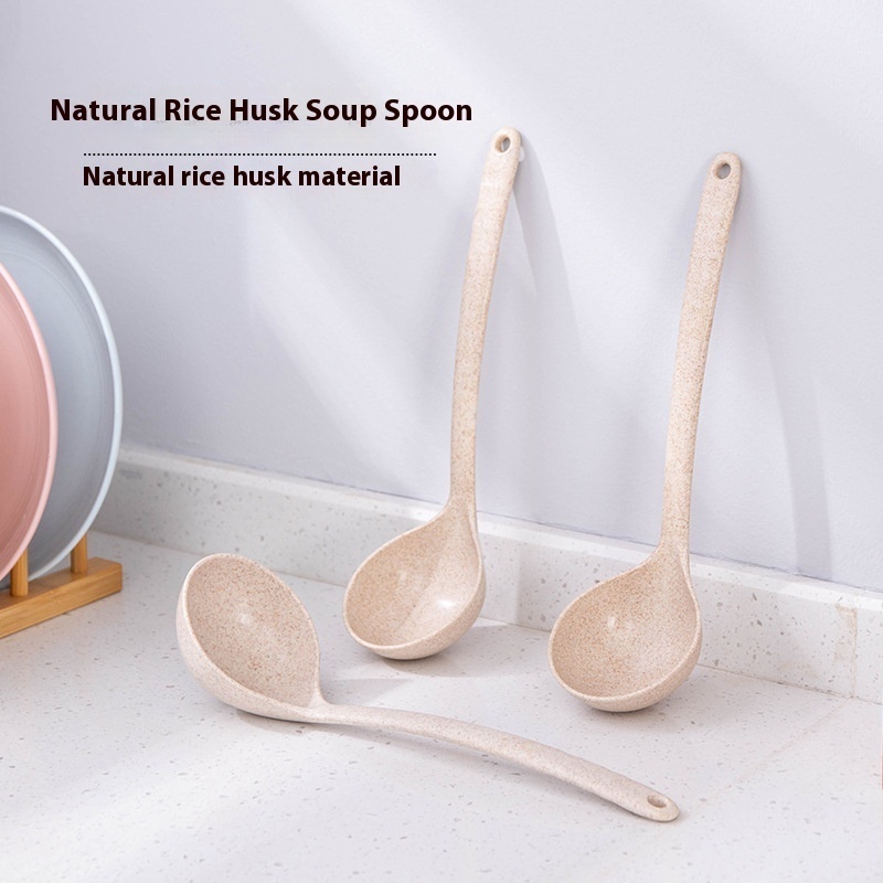 Wheat Straw Soup Spoon Household Long Handle Porridge Spoon Kitchen Plastic Kitchenware Thick Large Porridge Spoon
