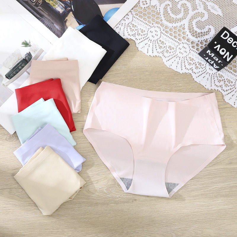 Night Hibiscus Ice Silk Seamless Underwear Women's High-end Cotton Crotch Women's Mid-waist One-piece Large Size Triangle Pants