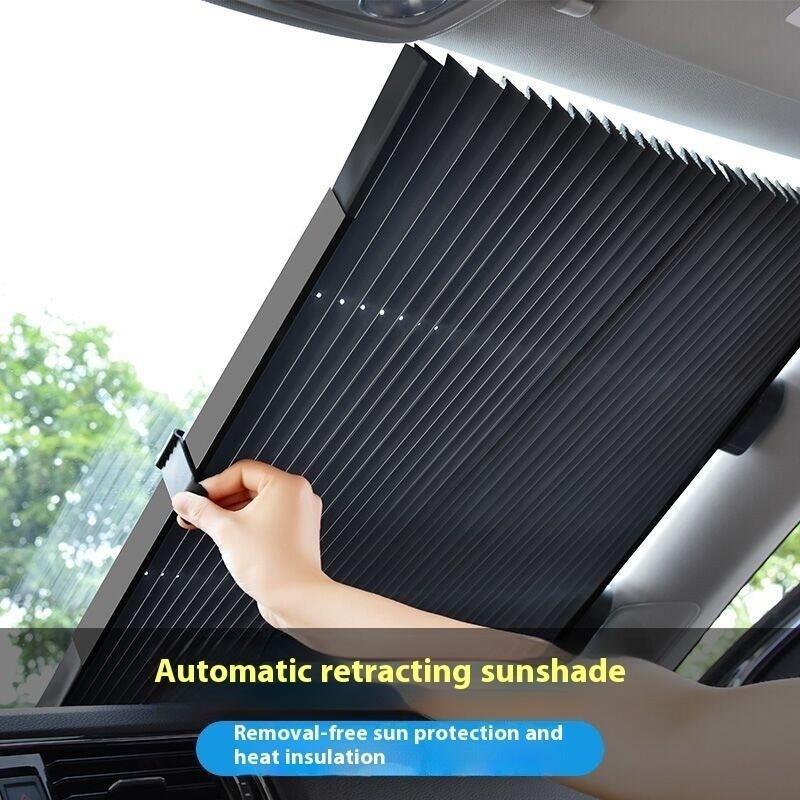 Car Sunshade, Sun Protection, Heat Ulation, Parking, Automatic Retractable Sunshade, Front Windshield, Parasol Cover