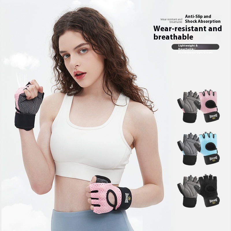 Sports Gloves Equipment Horizontal Bar Pull-up Training Anti-sprain Anti-slip Anti-callousing Ladies Half-finger Fitness Wrist Guard