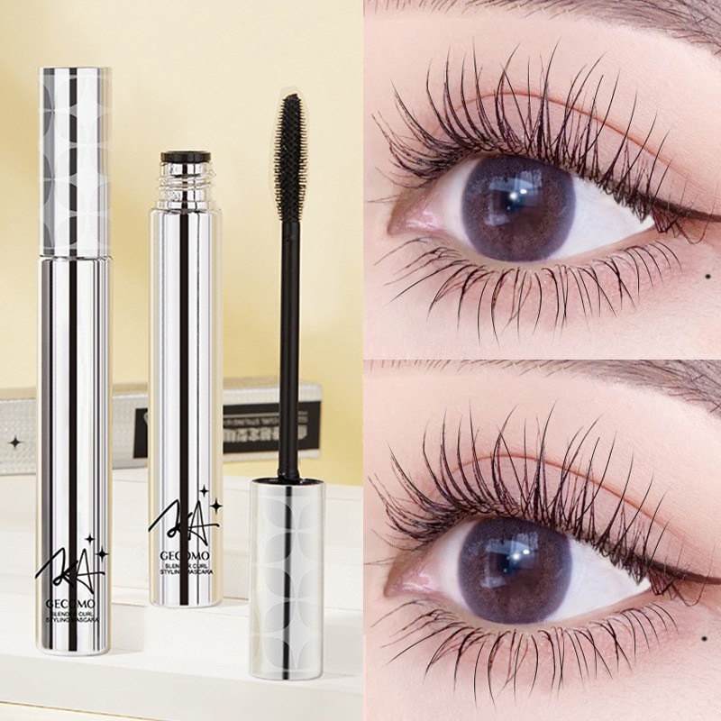 GECOMO Small Silver Tube Mascara Natural Slim Long And Curly Thick Quick-drying Waterproof Long-lasting Stereotyping Not Easy To Simmy
