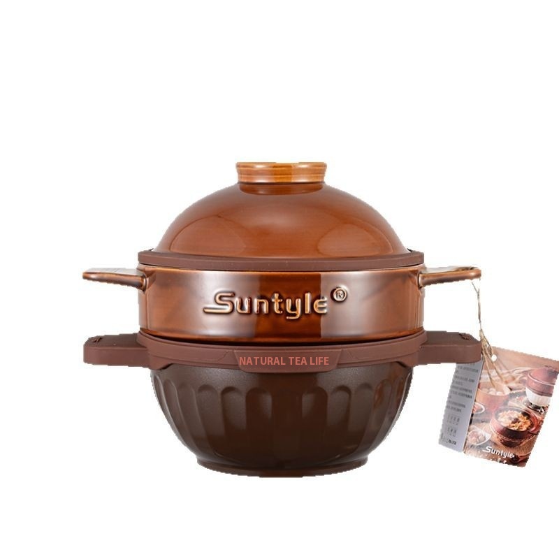 [Export To Germany] Ceramic Steam Pot Household Stew Pot Gas Induction Cooker Casserole Pot Steam Pot Chicken Special Steamer