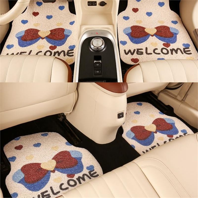 Cartoon Car Mats Ladies Car Silk Ring Mats Car Universal Four-piece Mud Rubbing Mat