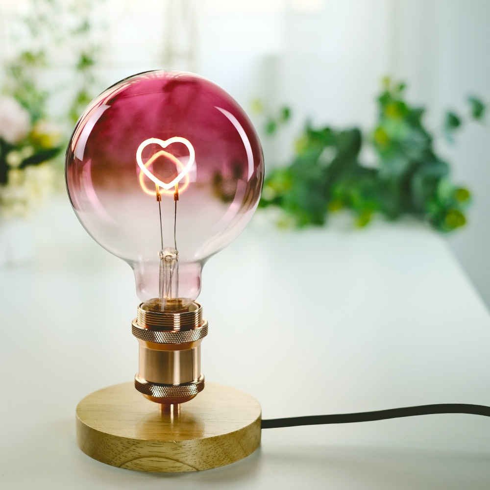 Gradient Pink Love Light Bulb Supports Dimming Retro LEDWarm Light