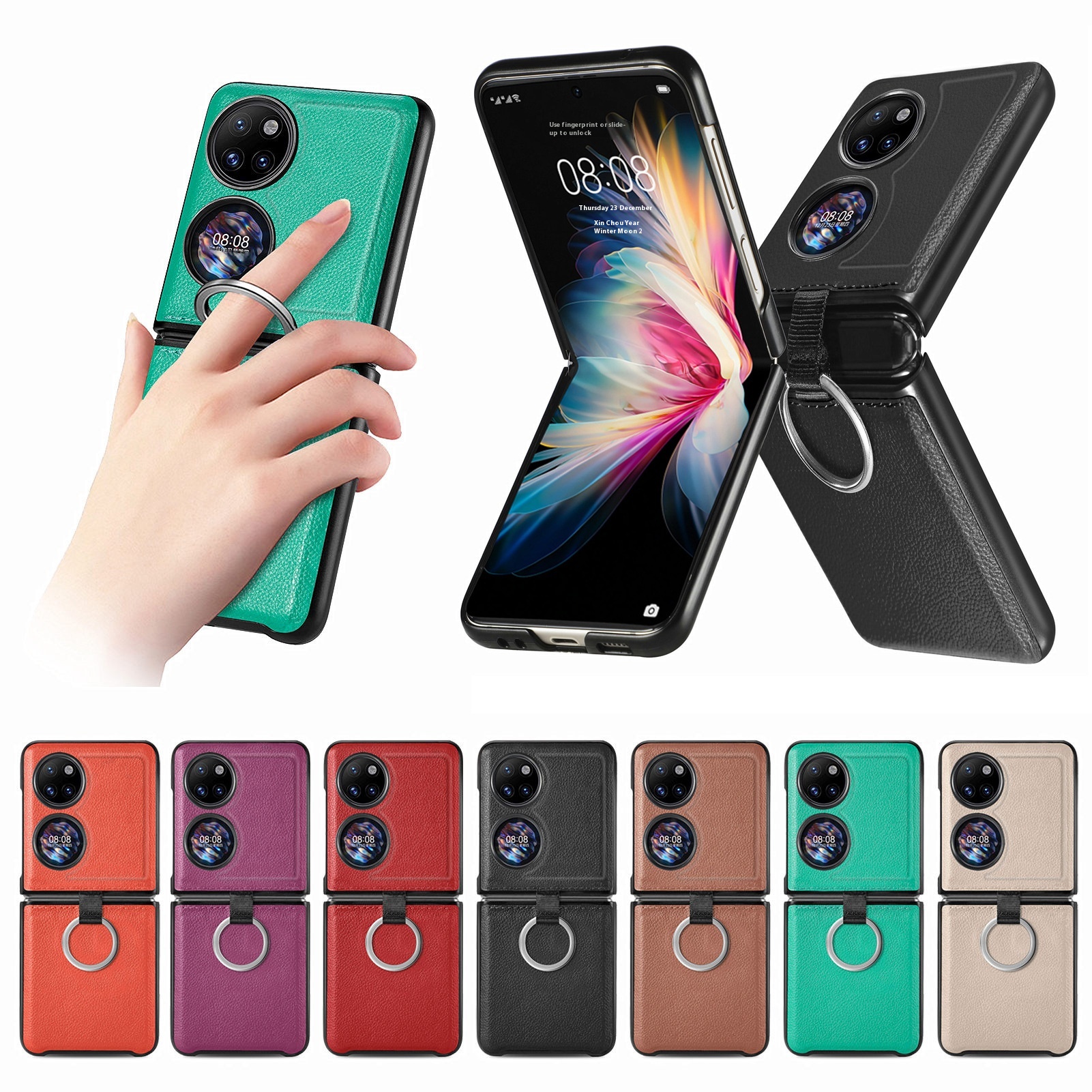 SSuitable For P50 Pocket Ring-shaped Mobile Phone Case Up And Down Folding Screen PCAnti-fall Protective Case