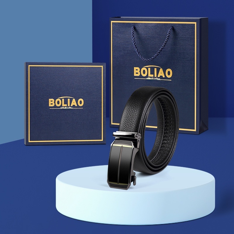 Brand Genuine Leather Men's Belt Gift Box Automatic Buckle Trouser Belt First Layer Cowhide Belt Men's Business Belt