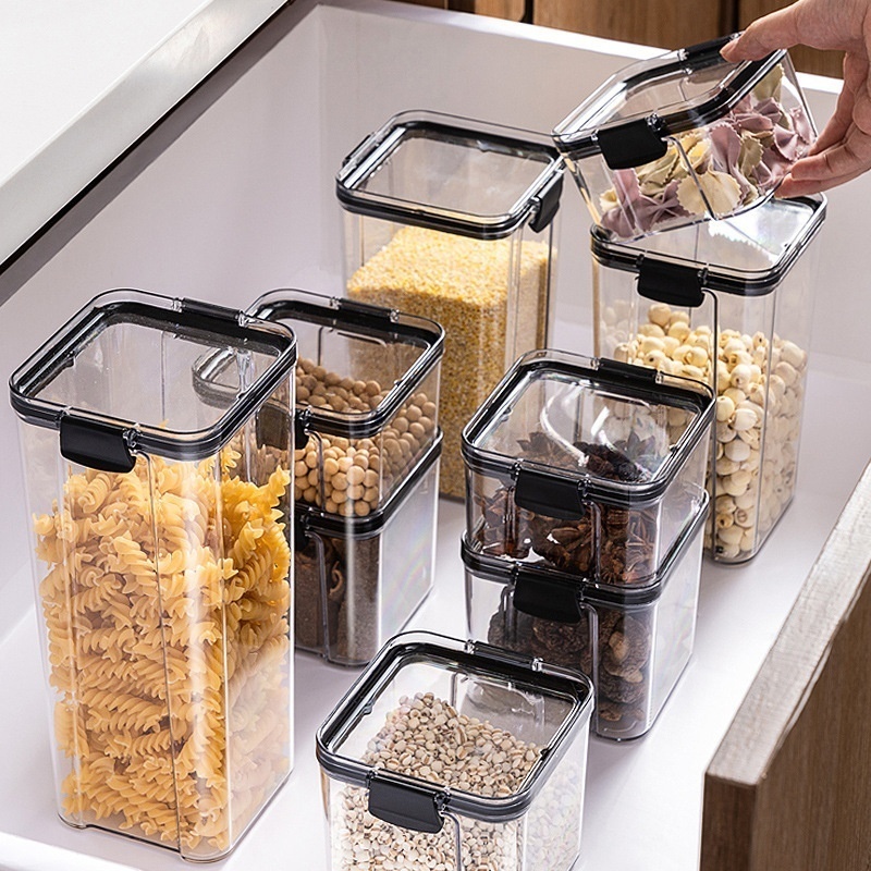 Sealed Jars For Gra And Cereals Kitchen Storage Food Grade Transparent Plastic Jars Boxes Snacks Tea Dry Goods Storage Jars
