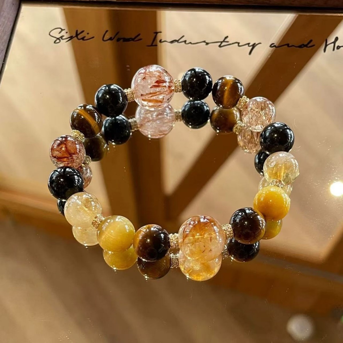 Natural Crystal Super Golden Big Comprehensive Star Bracelet Exquisite Yellow Tower Crystal Tiger Eye Amethyst Strawberry Crystal