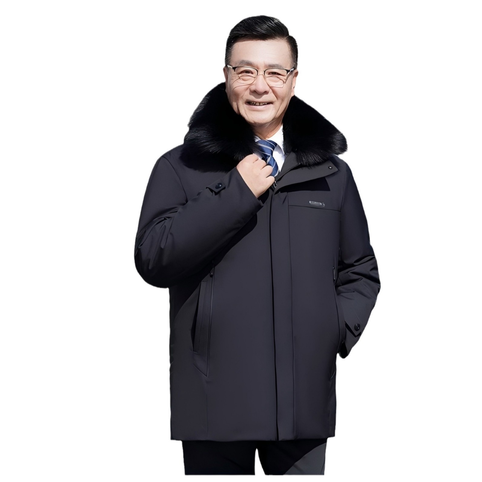 Winter Goose Down Men's Down Jacket Extremely Cold Northeast Middle-aged And Elderly Living Noodles Medium And Long Men's Warm Jacket Fashionable