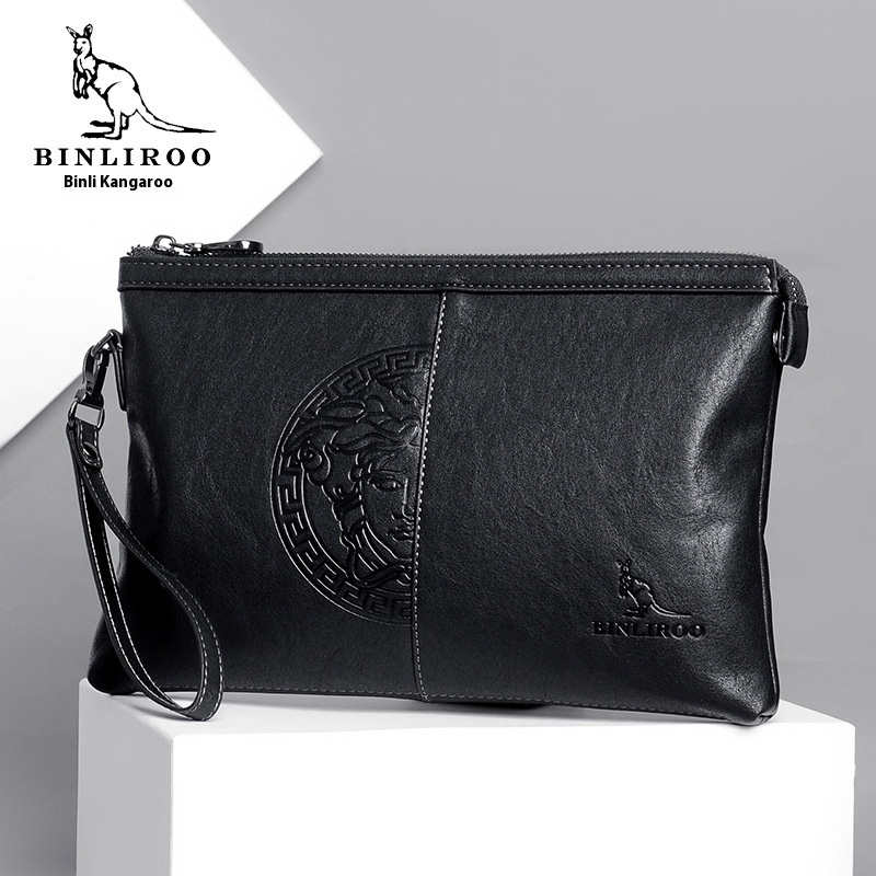 Benley Kangaroo Men's Casual Outing Clutch Street Fashion Soft Leather Envelope Bag3006