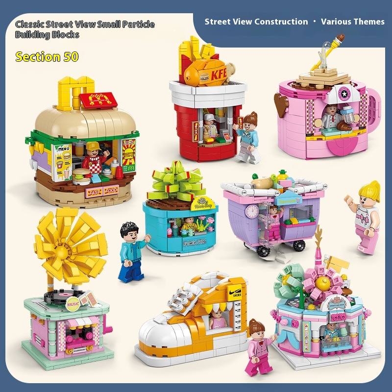 Lele Brothers Variety Street View Compatible Small Particle High Building Blocks Boxed Children Boys And Girls Educational Assembly Toys