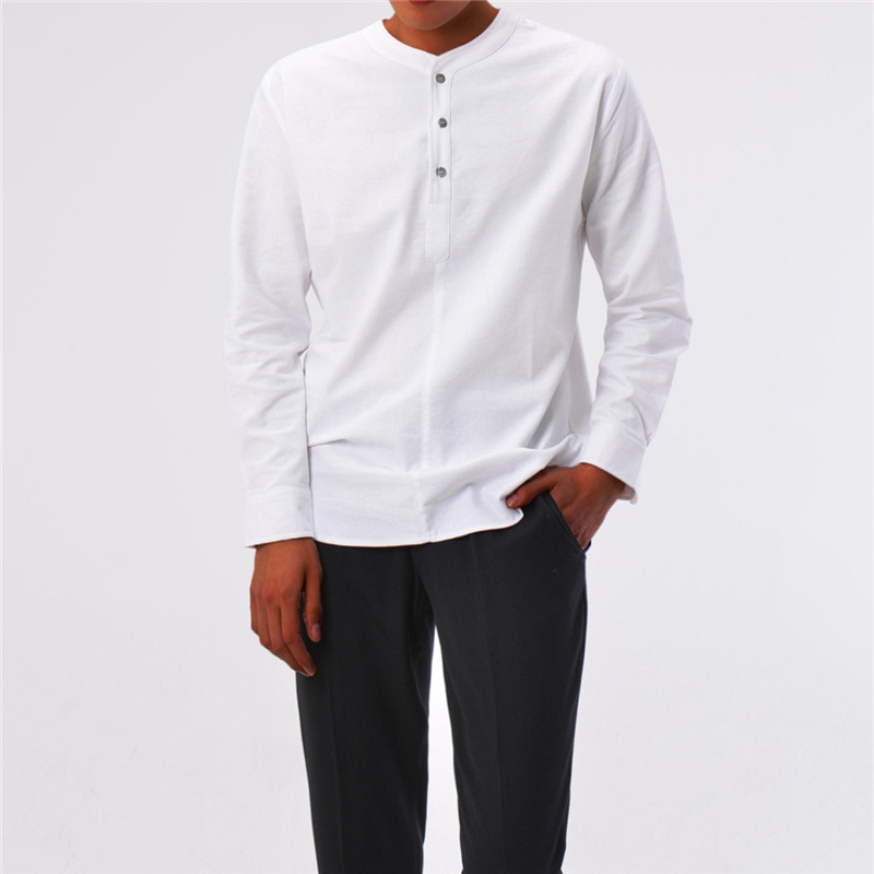 Men's Casual Fashion Slim Fit V-neck Long-sleeved Youth Summer Pullover Shirt