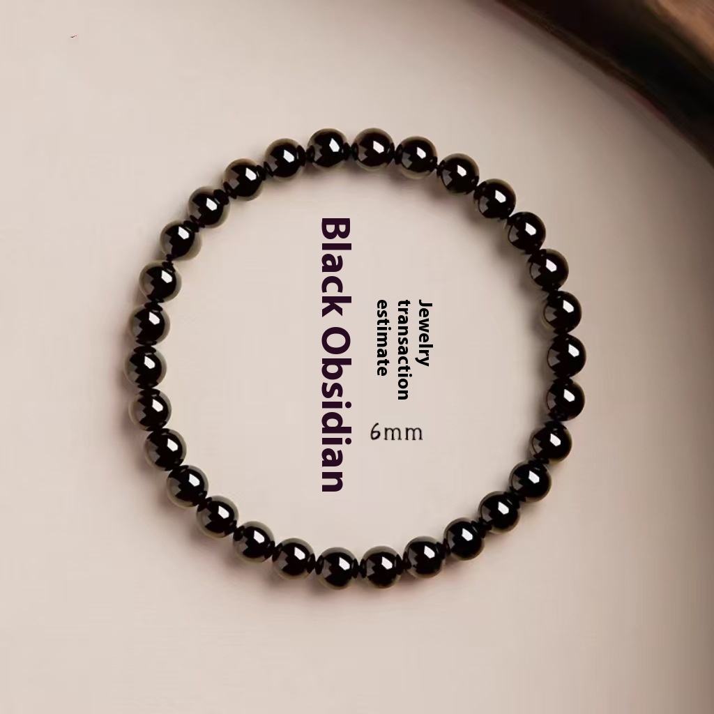 Genuine Goods Wujin Obsidian Bracelet Women's Crystal Couple's Good Luck Transfer Beads Birthday Gift Men's Handstring Beads