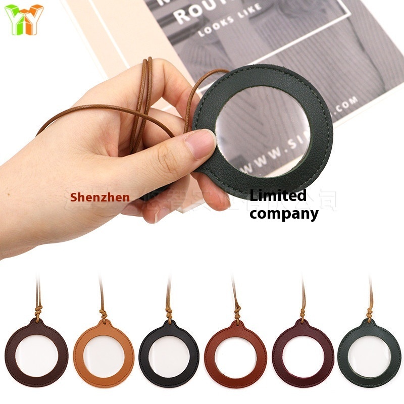 Same Magnifying Glass Neck Hanging Leather Magnifying Glass Mini Elderly Handheld10 Times Magnifying Glass Leather Case